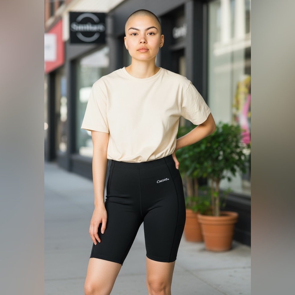 Curves Black Side Zip Trimming Shorts Size L